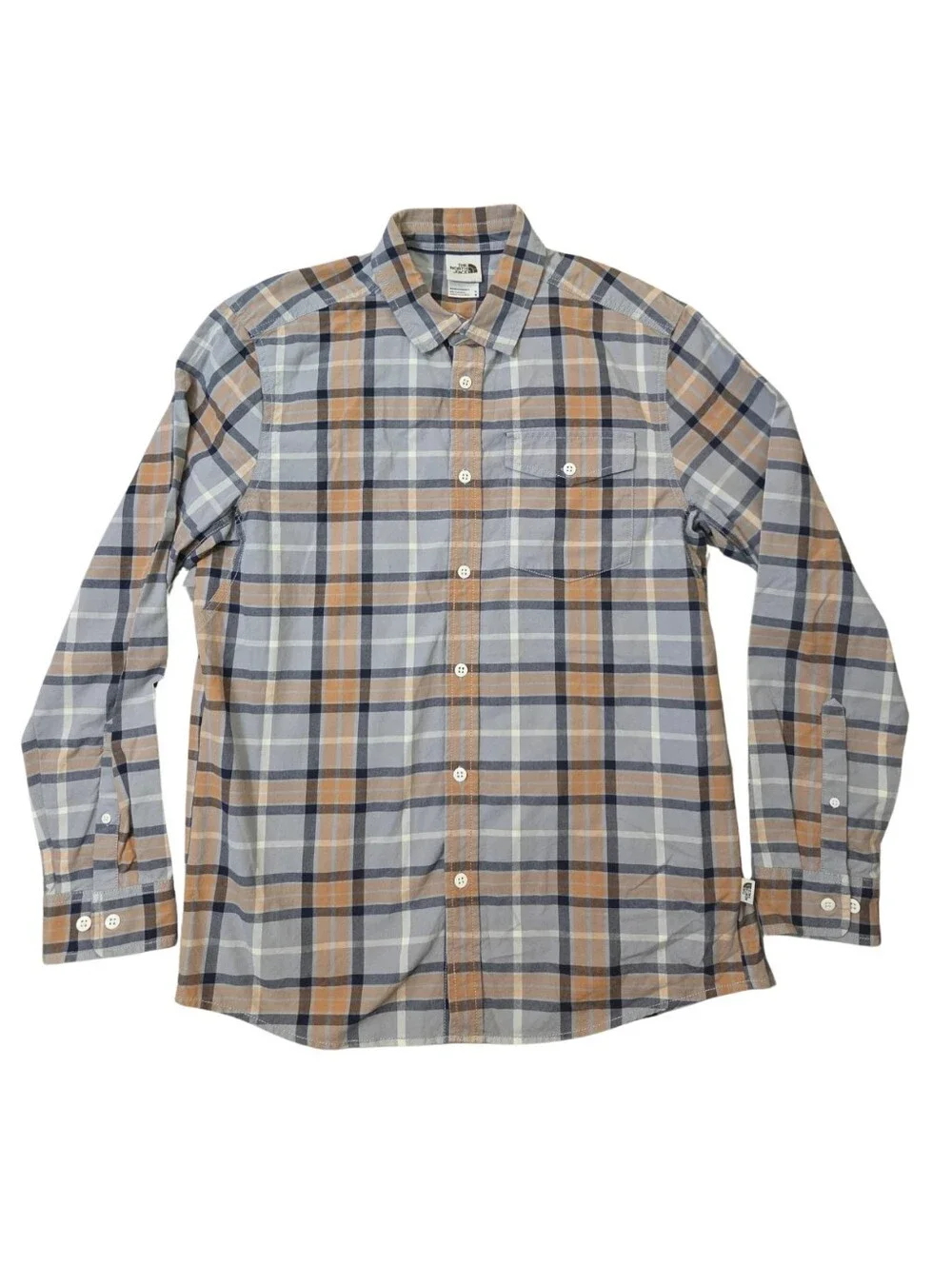 North Face Stayside Chamois Flannel Shirt Mens M Long Sleeve Blue Outdoor Cotton